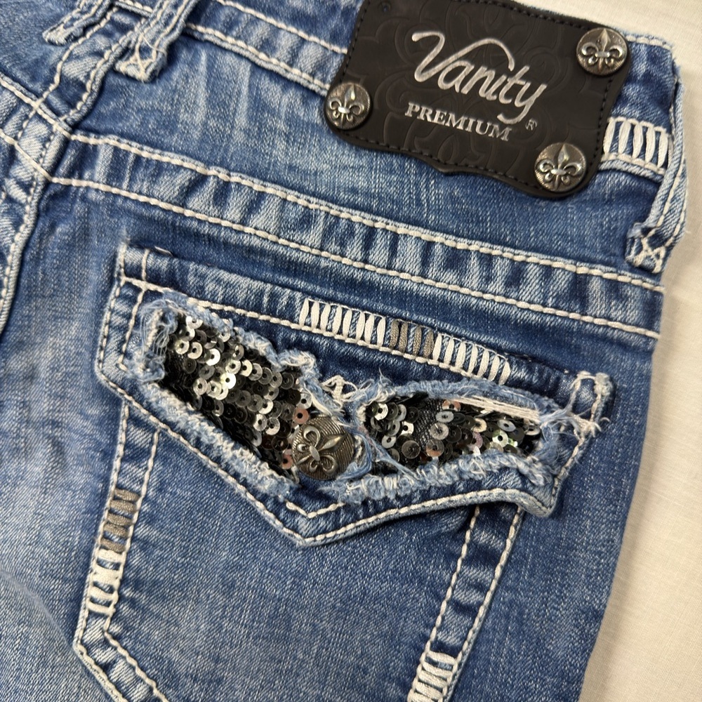 VANITY Premium Collection Women's Jeans Size 27W/31L Bootcut Embroidered Pockets - Picture 13 of 14